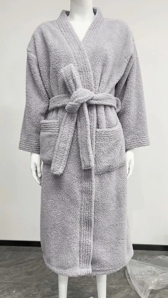 Purple Coral Fleece Kimono Bathrobe product image.