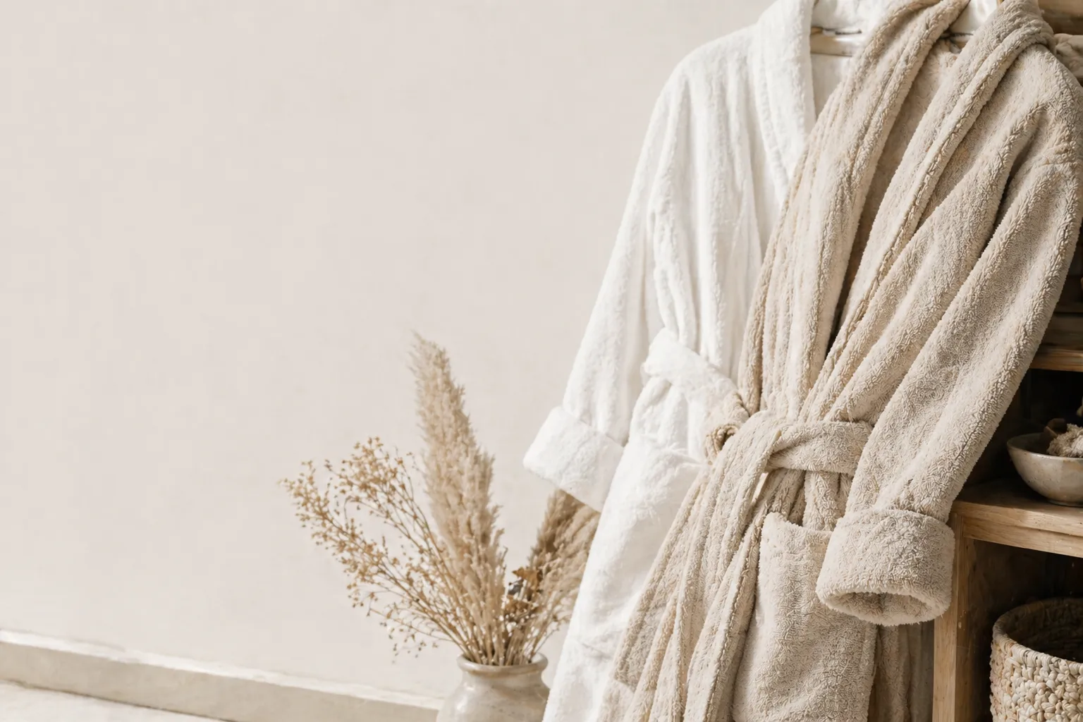 Custom bathrobe applications across hotel, spa, resort beach, and home leisure bathrobe use cases.