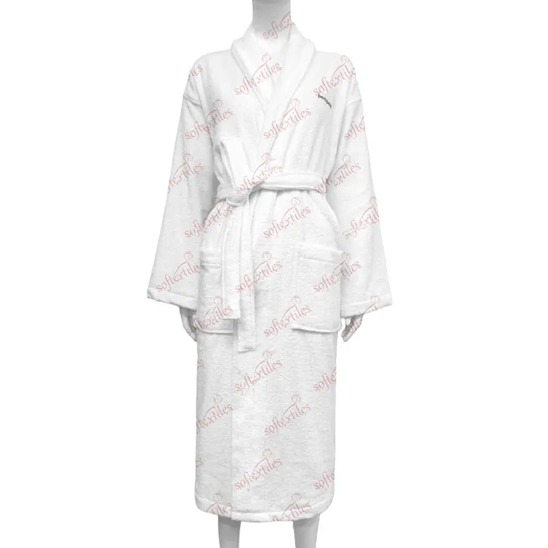 Pespespwhite Terry Behind Embroidered bathrobe hero view, image 1, showing robe silhouette, fit impression, and overall styling.