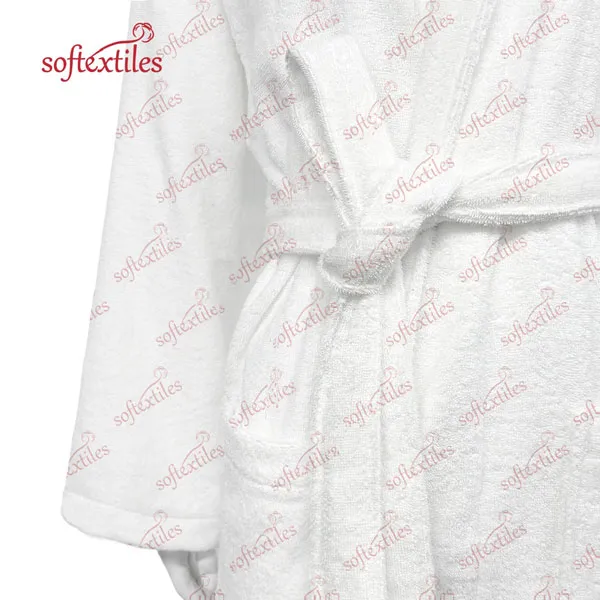 Pespespwhite Terry Behind Embroidered Bathrobe - Detail View, Cotton, Shawl Collar / Embroidered, White, 400GSM, Image 17