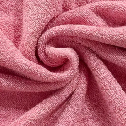 Coral Red Cut Pile Bathrobe - Fabric Close-Up, Cotton, Shawl Collar, Pink, 400GSM, Image 10