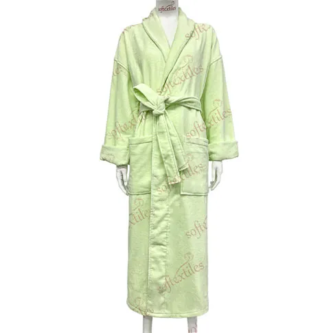 Green Cut Pile bathrobe hero view, image 1, showing robe silhouette, fit impression, and overall styling.