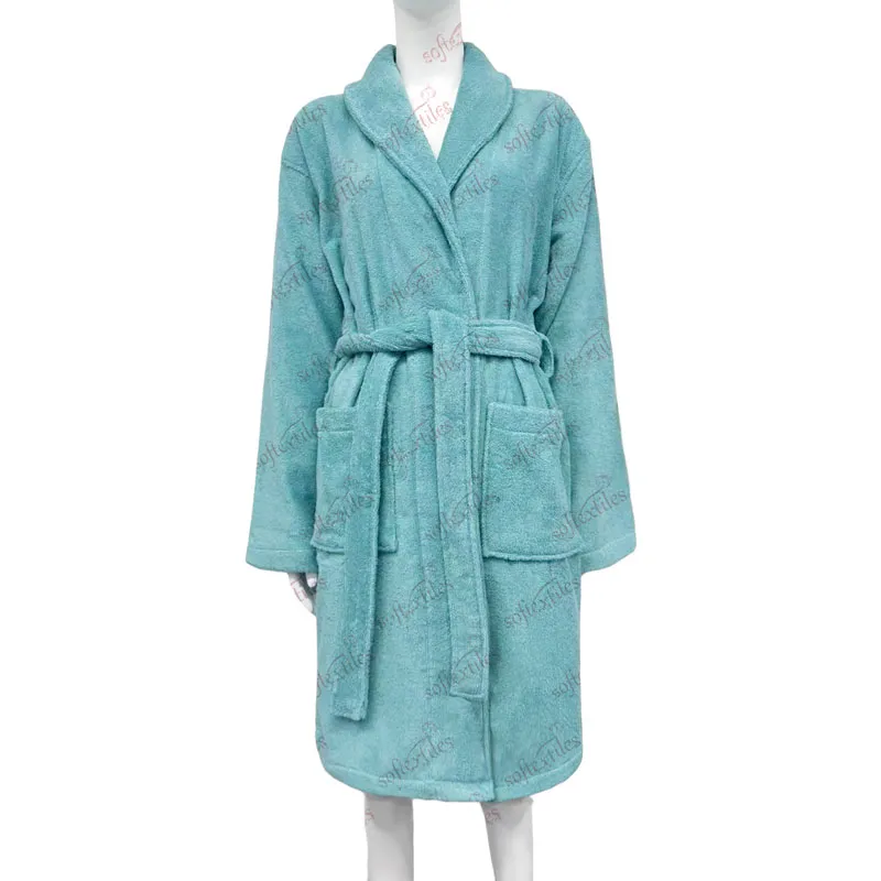 Malachite Green Terry bathrobe hero view, image 1, showing robe silhouette, fit impression, and overall styling.