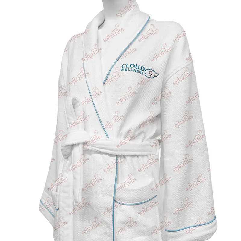 Bluecontrast Trim Double bathrobe sleeve and body view, image 4, showing robe silhouette, fit impression, and overall styling.