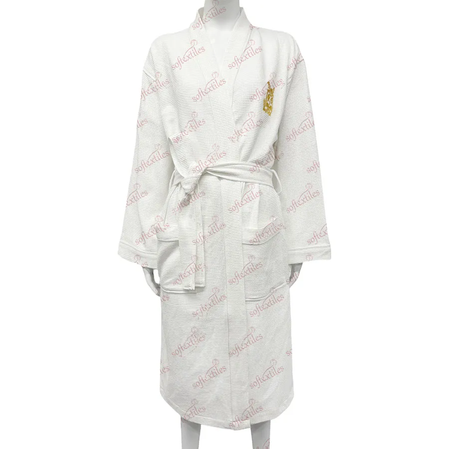 Waffle Gold Logo bathrobe hero view, image 1, showing robe silhouette, fit impression, and overall styling.
