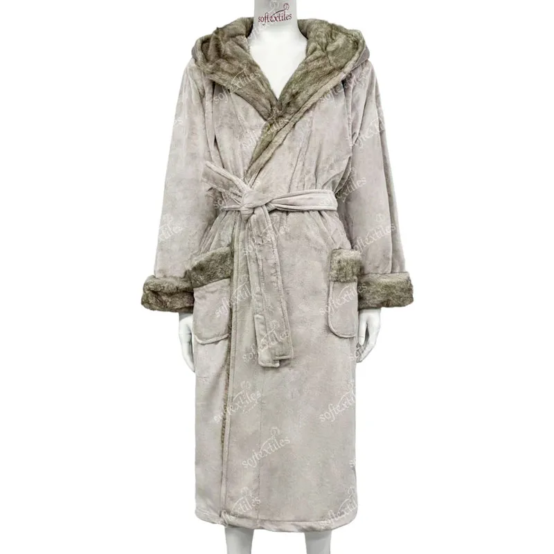 Plush Crystal Velvet Brown bathrobe hero view, image 1, showing robe silhouette, fit impression, and overall styling.