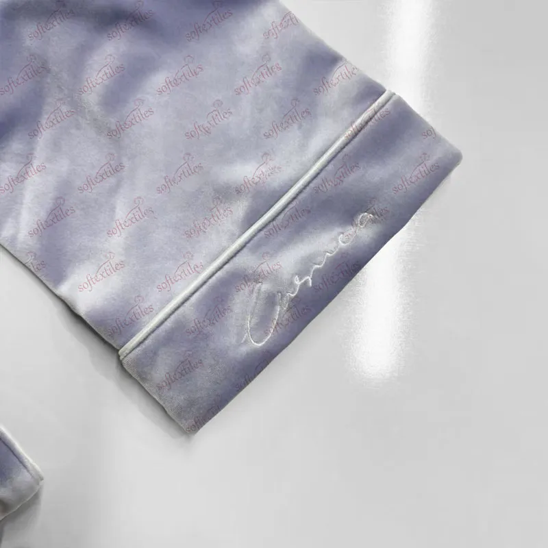 Plush Purple Bright Velvet Bathrobe - Detail View, Polyester, Shawl Collar, Purple, 450GSM, Image 6