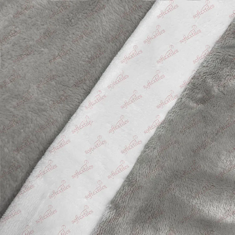Plush Tom Brown Polyester Gray Bathrobe - Detail View, Polyester, Kimono, Grey, 400GSM, Image 6