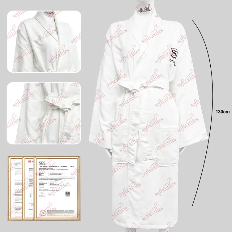 White Hilton bathrobe hero view, image 1, showing robe silhouette, fit impression, and overall styling.