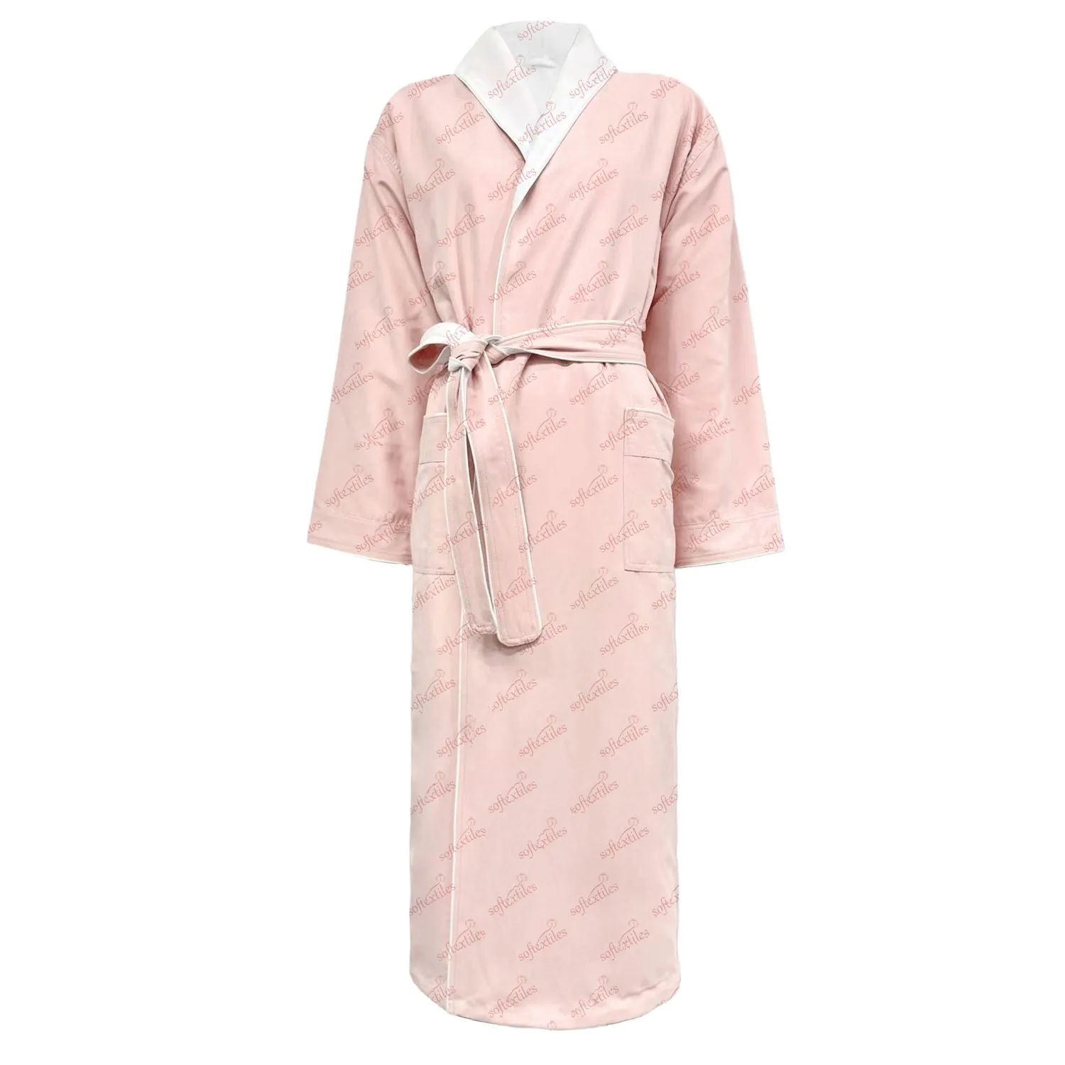 Pink Peach Skin Double bathrobe hero view, image 1, showing robe silhouette, fit impression, and overall styling.