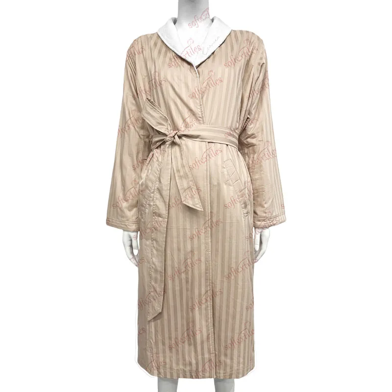 Silk Likedouble Layer Gray Nude bathrobe collar reference, image 3, showing collar shape, neckline finishing, and edge construction.