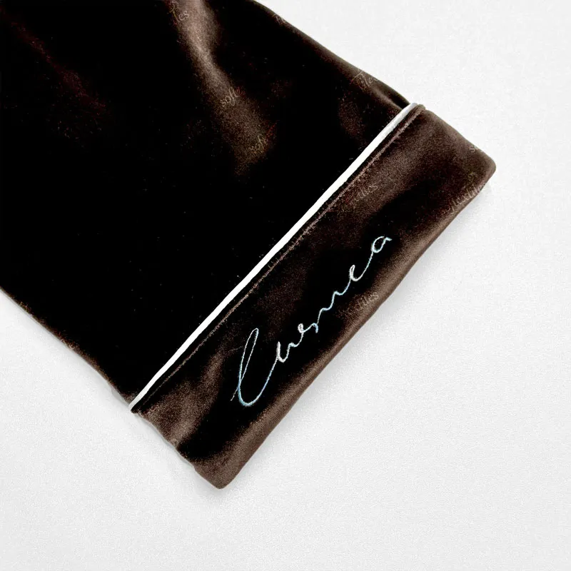 Coffee Brown Bathrobe - Detail View, Polyester, Shawl Collar / Piped Trim, Brown, 500GSM, Image 4