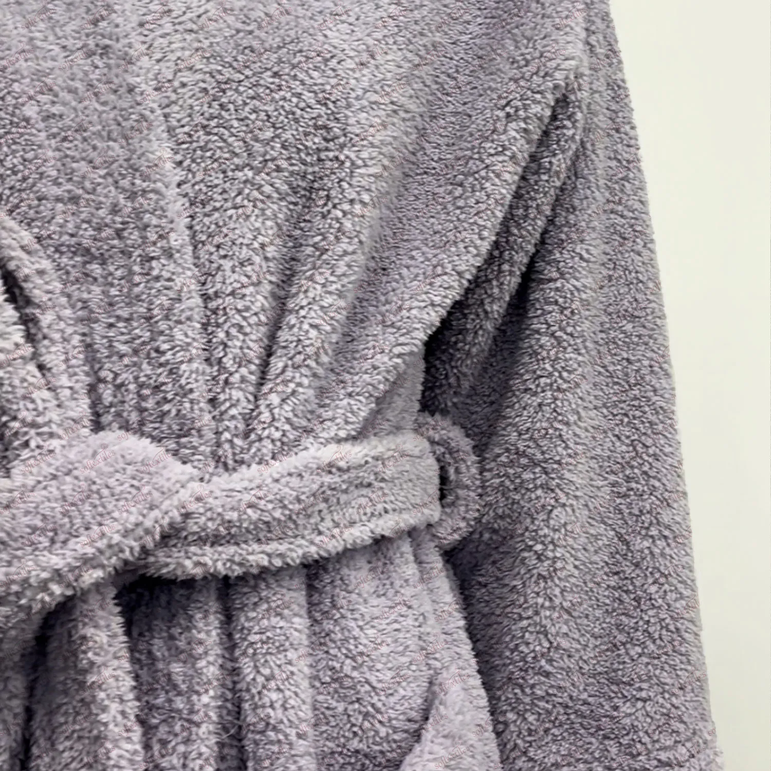 Purple Coral Fleece Kimono Bathrobe - Detail View, Polyester, Kimono, Purple, 300GSM, Image 10