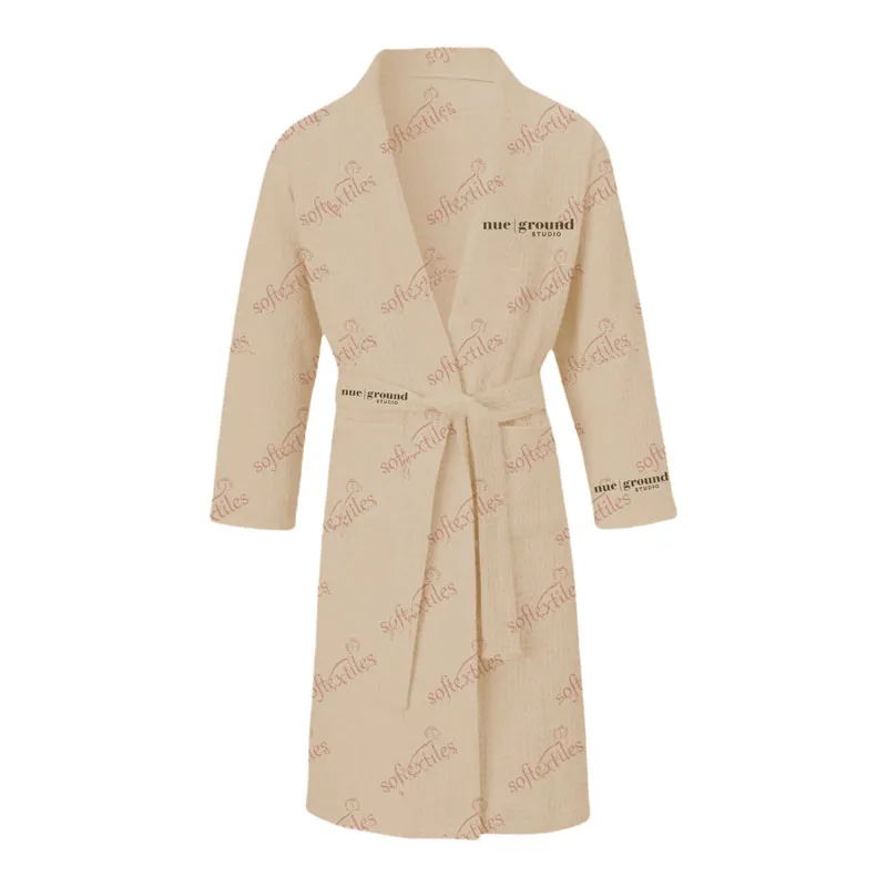 Purple Coral Fleece Kimono Bathrobe - Front View, Polyester, Kimono, Purple, 300GSM, Image 12