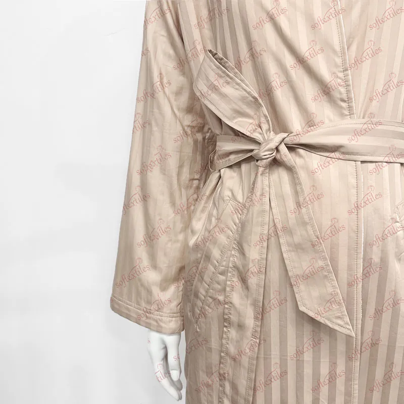 Double Gray Nude Bathrobe - Detail View, Cotton, Shawl Collar / Double Layer, Grey, 300GSM, Image 2