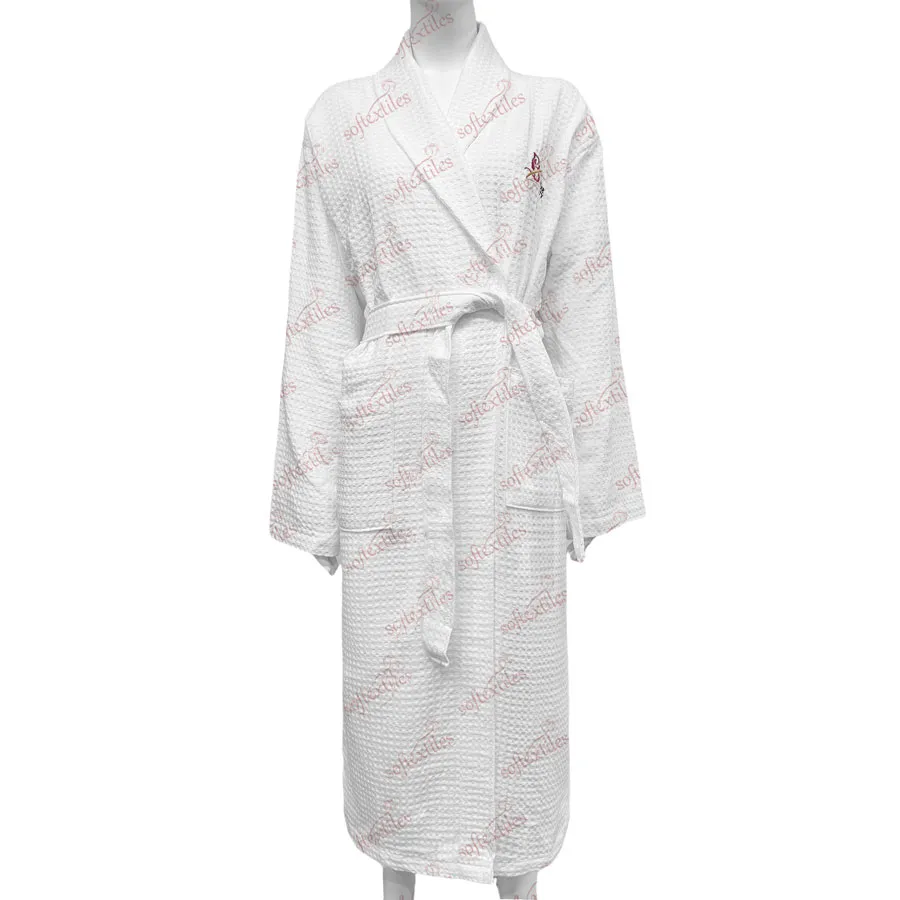 White Waffle bathrobe hero view, image 1, showing robe silhouette, fit impression, and overall styling.