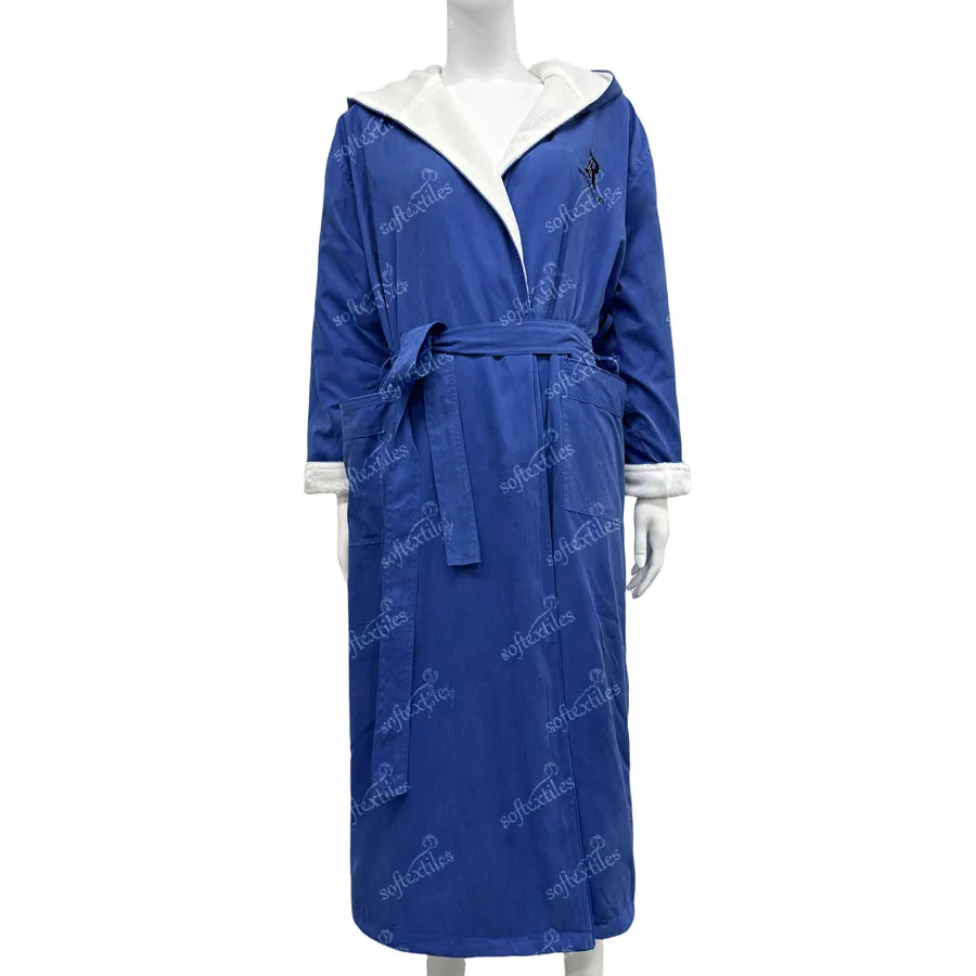 Blue Peach Skin bathrobe hero view, image 1, showing robe silhouette, fit impression, and overall styling.